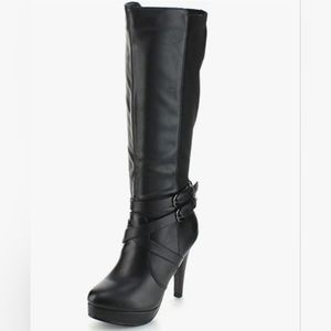 Forever Della - Triple Ankle Strap, Knee-high platform boot, Size 8, Black